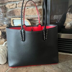 Christian Louboutin Black Tote with Red Interior and Studs